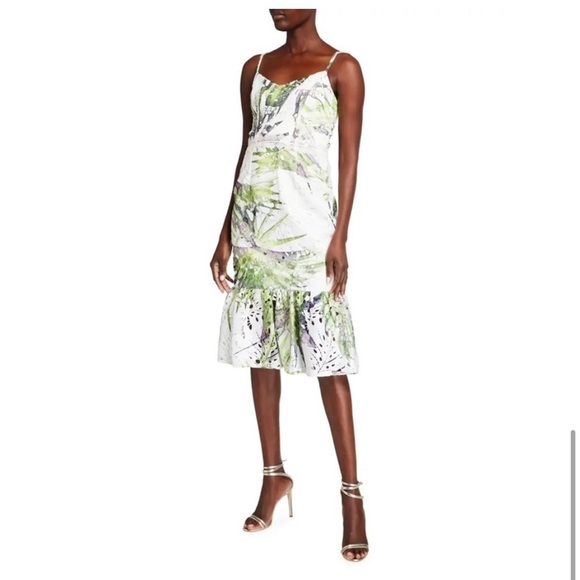 Nwot DRESS THE POPULATION Alea Dress Chartreuse Multi Size Large - Picture 3 of 9